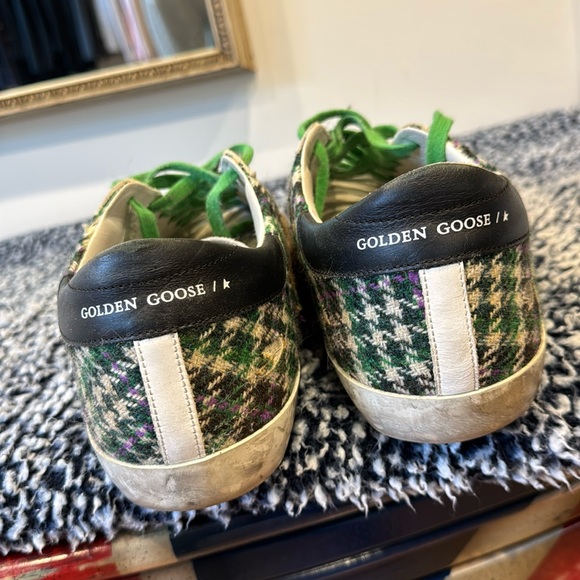 Golden Goose Superstar - plaid design with leather detailing & green laces - Picture 4 of 12
